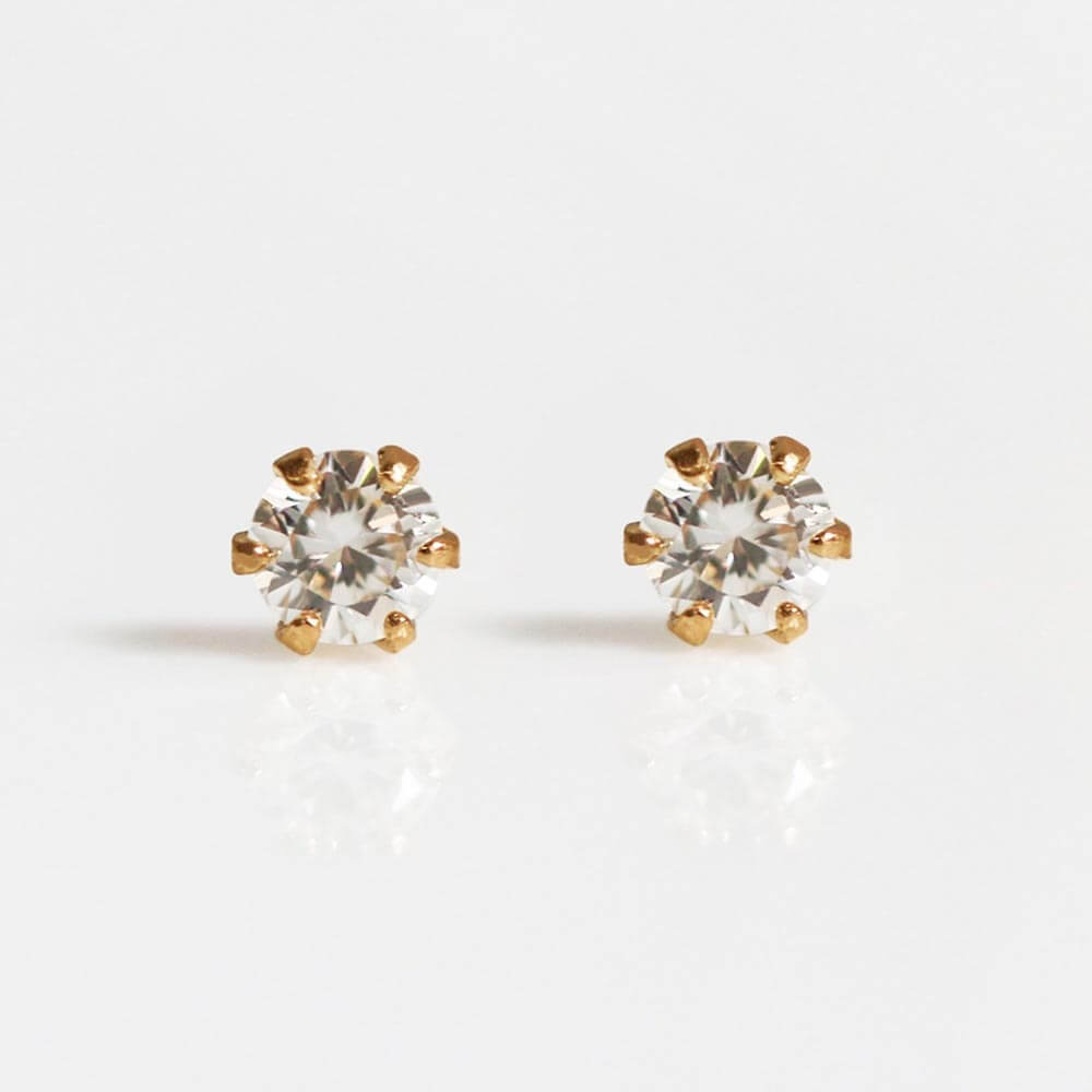 一石 ダイヤモンド 0.1ct ピアス| K18