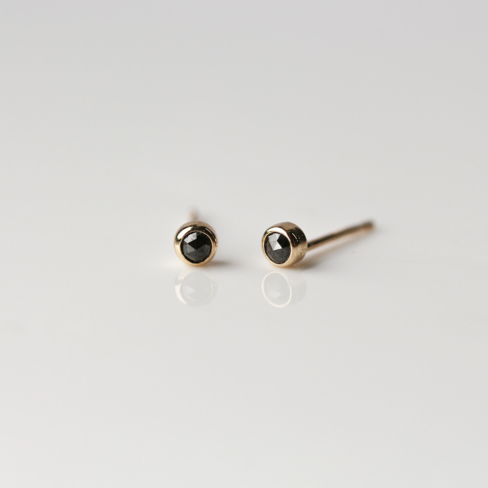 一石 ブラックダイヤモンド 0.1ct ピアス  | K10YG