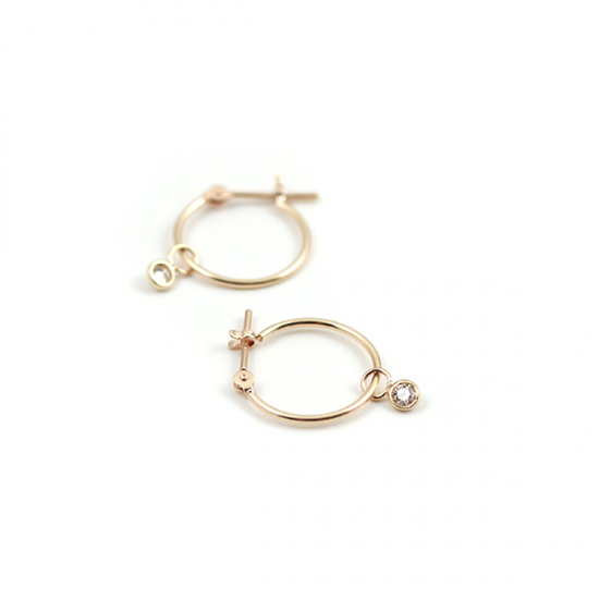 ダイヤモンド 0.06ct スナップ フープ ピアス | K10YG