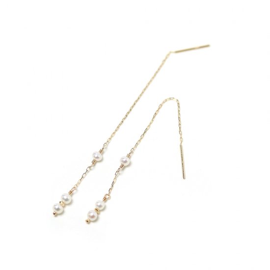 パール ロング ピアス | K10YG